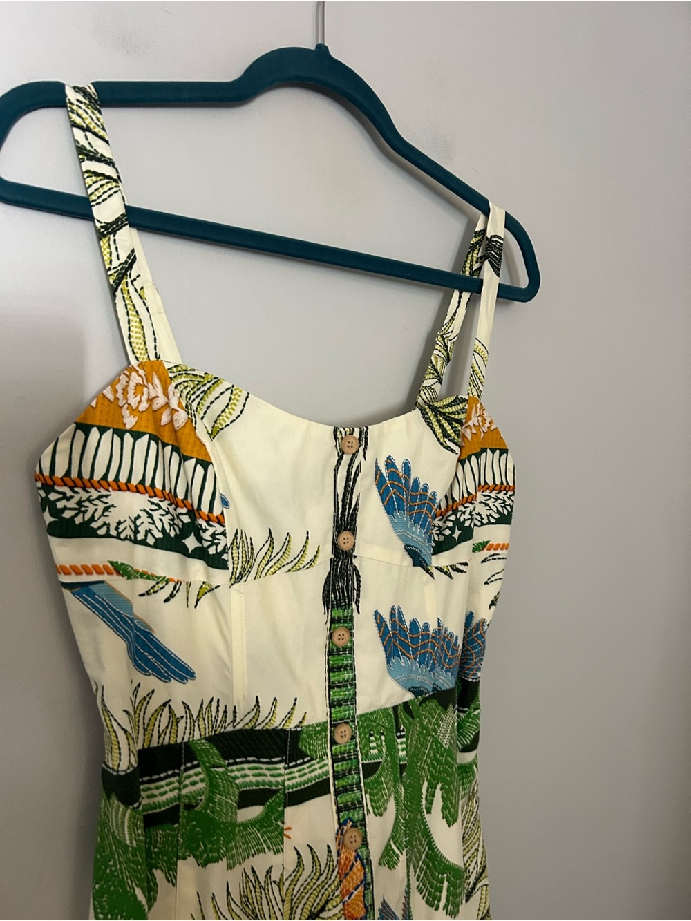 Aylaya Sabo Paulo Ivory Tropical Print Cotton Midi Dress - Picture 4 of 7